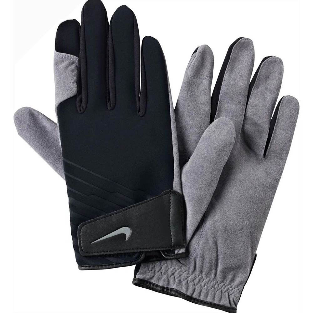 Nike Athletic Training Gloves Black Grey Suede Palm Mens XL‎ Adjustable Strap